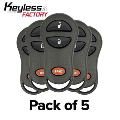 5 X 1999-2004 Dodge Jeep / 3-Button Keyless Entry Remote / GQ43VT9T (Bundle of 5) - UHS Hardware 5 X 1999-2004 Dodge Jeep / 3-Button Keyless Entry Remote / GQ43VT9T (Bundle of 5) - UHS Hardware