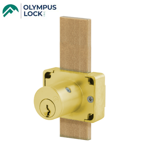 Olympus - 200DW - Drawer Deadbolt Lock - D4291 4-pin - Optional Cylinder Length - Long Bolt - Satin Brass - Optional Keying - Grade 1 - UHS Hardware Olympus - 200DW - Drawer Deadbolt Lock - D4291 4-pin - Optional Cylinder Length - Long Bolt - Satin Brass - Optional Keying - Grade 1 - UHS Hardware