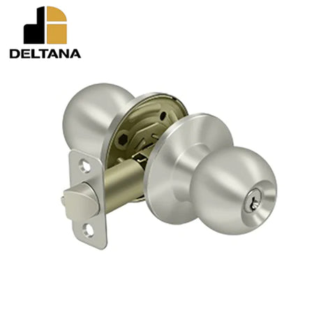 Deltana - Round Knob Entry - 2-3/8" Backset - 1-3/8" - 2" Door Thickness - Universal Handing - Optional Finish Deltana - Round Knob Entry - 2-3/8" Backset - 1-3/8" - 2" Door Thickness - Universal Handing - Optional Finish