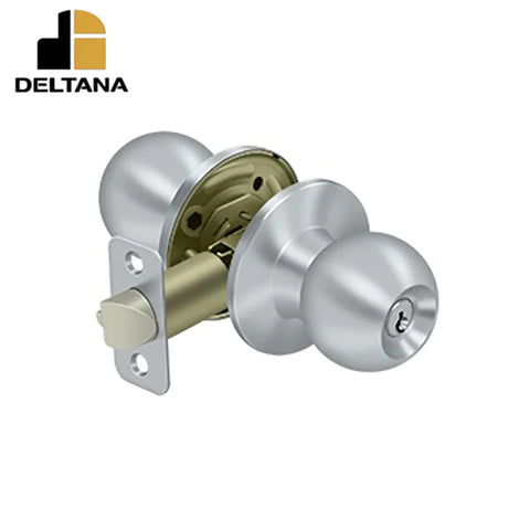 Deltana - Round Knob Entry - 2-3/8" Backset - 1-3/8" - 2" Door Thickness - Universal Handing - Optional Finish Deltana - Round Knob Entry - 2-3/8" Backset - 1-3/8" - 2" Door Thickness - Universal Handing - Optional Finish