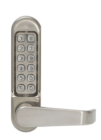 Simplex - LD471 Mechanical Pushbutton Lock - Tubular Latch Bolt - 2-3/8" Backset - w/ Vandal Resistant Clutching Lever - 32D - Satin Stainless - Passage - UHS Hardware Simplex - LD471 Mechanical Pushbutton Lock - Tubular Latch Bolt - 2-3/8" Backset - w/ Vandal Resistant Clutching Lever - 32D - Satin Stainless - Passage - UHS Hardware
