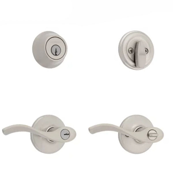 Kwikset - 690BL - Balboa Security Set - Deadbolt Keyed One Side - Round Rose - 15 - Satin Nickel - Keyed Entry - Grade 3 - UHS Hardware