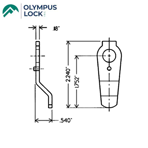 Olympus - 720 series - 3-3 - 2.24" Offset cam for inverted function - UHS Hardware Olympus - 720 series - 3-3 - 2.24" Offset cam for inverted function - UHS Hardware