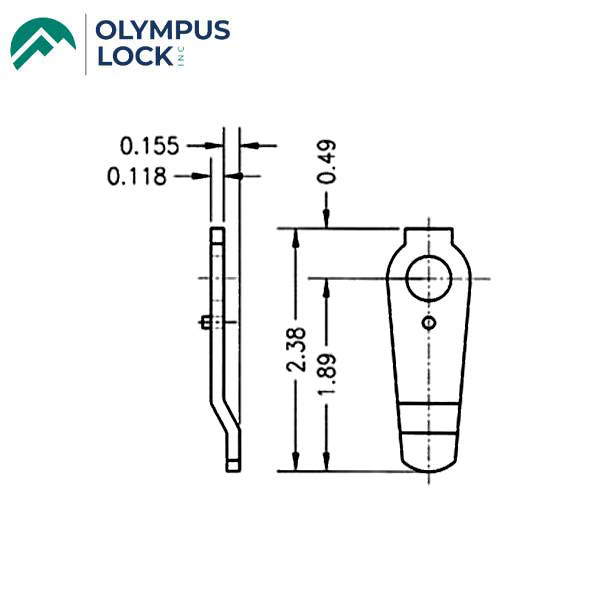 Olympus - 720 series - 3-5 - 2.38" Long shallow offset cam for inverted function - UHS Hardware Olympus - 720 series - 3-5 - 2.38" Long shallow offset cam for inverted function - UHS Hardware
