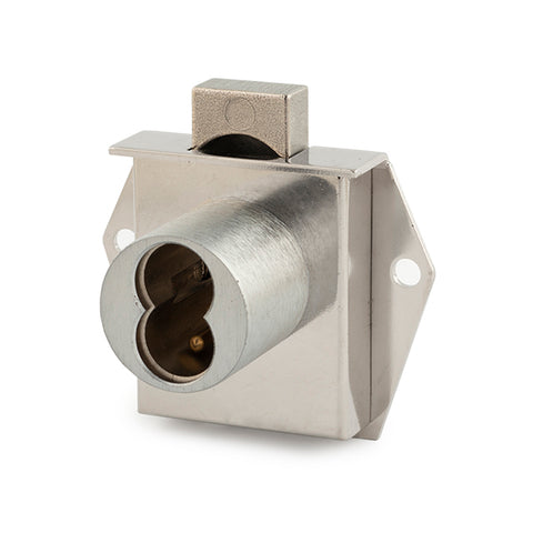 Olympus - 725M - IC Core Mortise Deadbolt Drawer Lock - BEST SFIC - 1-1/16" to Cylinder Length - Standard Length Bolt - Satin Chrome - Optional Handing - Optional Key Retaining - Grade 1 - UHS Hardware Olympus - 725M - IC Core Mortise Deadbolt Drawer Lock - BEST SFIC - 1-1/16" to Cylinder Length - Standard Length Bolt - Satin Chrome - Optional Handing - Optional Key Retaining - Grade 1 - UHS Hardware