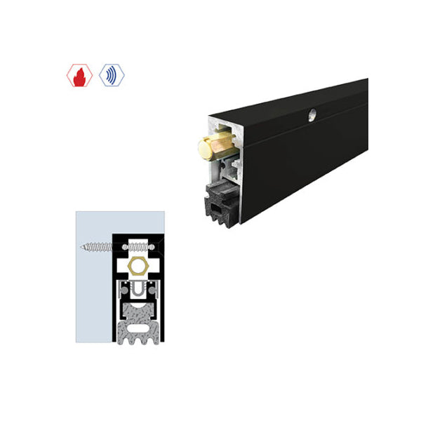 Legacy Manufacturing - 7263 - Semi-Mortised Automatic Door Bottom - 29/32" x 1-15/16" - Matte Black Powder Coat - Optional Length