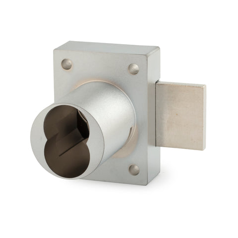 Olympus - 931DR - Cabinet Deadbolt Door Lock - IC: For Medeco or Yale Large-Format Cores - Less Cylinder - Satin Chrome - Optional Key Retaining - Grade 1 - UHS Hardware Olympus - 931DR - Cabinet Deadbolt Door Lock - IC: For Medeco or Yale Large-Format Cores - Less Cylinder - Satin Chrome - Optional Key Retaining - Grade 1 - UHS Hardware