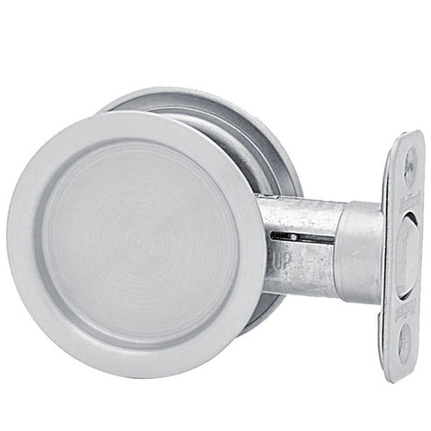 Kwikset - 93340 - Round Pocket Door Lock - Passage - 26D - Satin Chrome - UHS Hardware Kwikset - 93340 - Round Pocket Door Lock - Passage - 26D - Satin Chrome - UHS Hardware