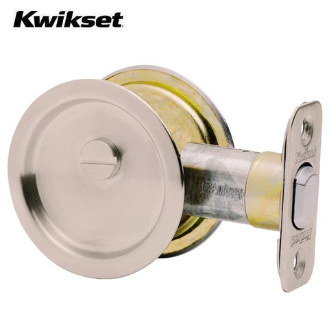 Kwikset - 93350 - Round Pocket Door Lock - Privacy - 15 - Satin Nickel - UHS Hardware Kwikset - 93350 - Round Pocket Door Lock - Privacy - 15 - Satin Nickel - UHS Hardware