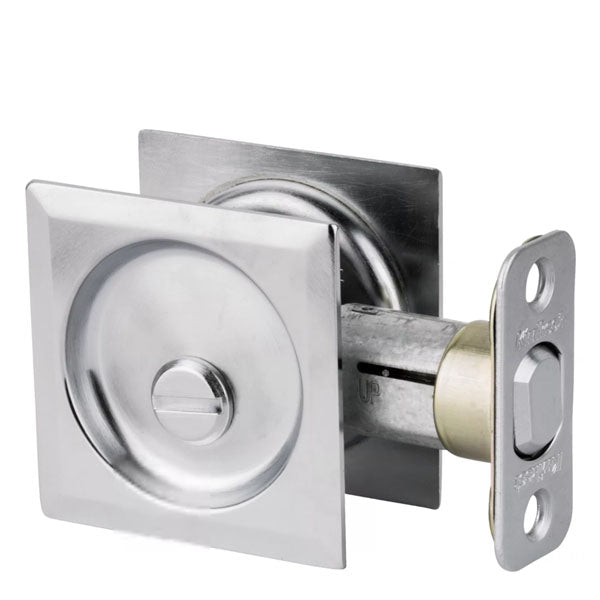 Kwikset - 93350 - Square Pocket Door Lock - Privacy - 26D - Satin Chrome - UHS Hardware
