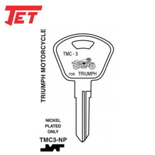 JET - TMC3-NP - Triumph - Motorcycle Key - Nickel Plated - UHS Hardware JET - TMC3-NP - Triumph - Motorcycle Key - Nickel Plated - UHS Hardware