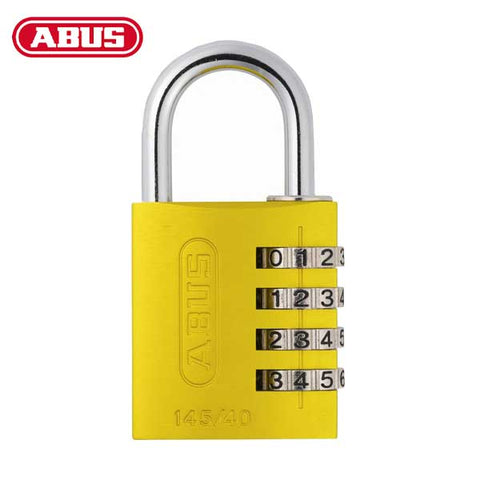 Abus - 145/40 C - Aluminum - 4-Dial Resettable Padlock - Yellow - UHS Hardware Abus - 145/40 C - Aluminum - 4-Dial Resettable Padlock - Yellow - UHS Hardware