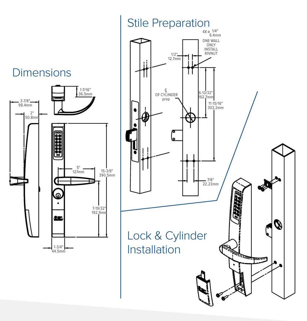 Adams Rite - eForce 3090-150 - Narrow Stile - Keyless Entry Electronic Lever Trim - Anodized Aluminum - UHS Hardware Adams Rite - eForce 3090-150 - Narrow Stile - Keyless Entry Electronic Lever Trim - Anodized Aluminum - UHS Hardware
