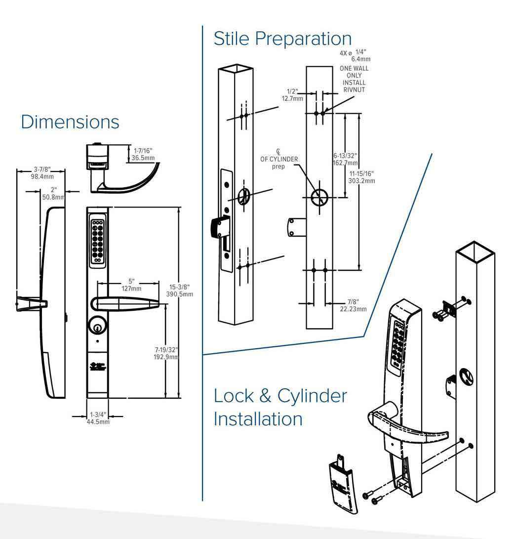 Adams Rite - eForce 3090-150 - Narrow Stile - Keyless Entry Electronic Lever Trim - Dark Bronze Anodized - UHS Hardware Adams Rite - eForce 3090-150 - Narrow Stile - Keyless Entry Electronic Lever Trim - Dark Bronze Anodized - UHS Hardware