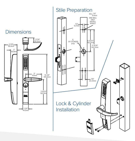 Adams Rite - eForce 3090-150 - Narrow Stile - Keyless Entry Electronic Lever Trim - Anodized Aluminum - UHS Hardware Adams Rite - eForce 3090-150 - Narrow Stile - Keyless Entry Electronic Lever Trim - Anodized Aluminum - UHS Hardware