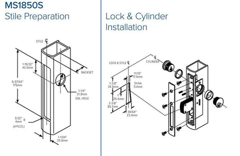 Adams Rite - MS Deadlock - MS1850SN - 1-1/2" Backset - ANSI Size - Straight Bolt - Flat Faceplate - Aluminum - Metal / Wood Door - UHS Hardware Adams Rite - MS Deadlock - MS1850SN - 1-1/2" Backset - ANSI Size - Straight Bolt - Flat Faceplate - Aluminum - Metal / Wood Door - UHS Hardware
