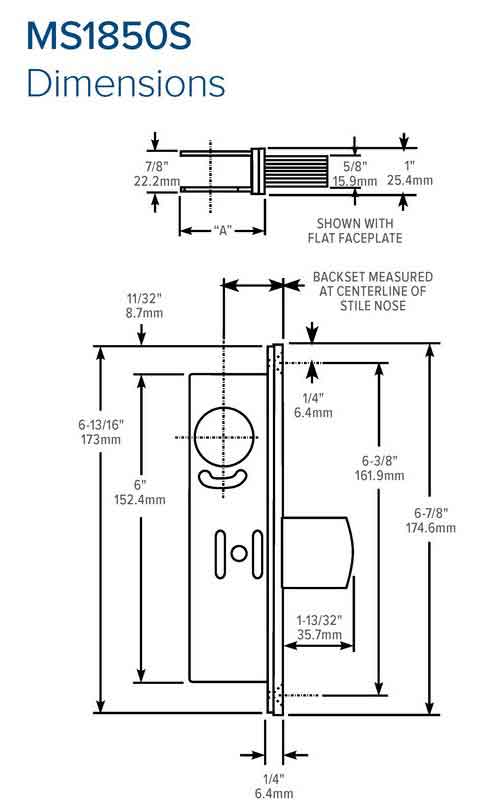 Adams Rite - MS Deadlock - MS1850SN - 1-1/2" Backset - ANSI Size - Straight Bolt - Flat Faceplate - Aluminum - Metal / Wood Door - UHS Hardware Adams Rite - MS Deadlock - MS1850SN - 1-1/2" Backset - ANSI Size - Straight Bolt - Flat Faceplate - Aluminum - Metal / Wood Door - UHS Hardware