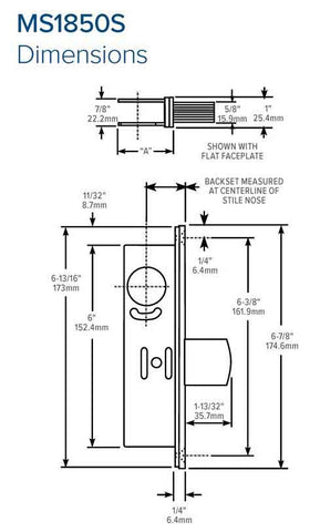 Adams Rite - MS Deadlock - MS1850SN - 1-1/2" Backset - ANSI Size - Straight Bolt - Flat Faceplate - Aluminum - Metal / Wood Door - UHS Hardware Adams Rite - MS Deadlock - MS1850SN - 1-1/2" Backset - ANSI Size - Straight Bolt - Flat Faceplate - Aluminum - Metal / Wood Door - UHS Hardware