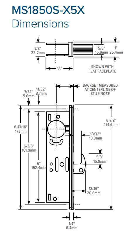 Adams Rite - MS Deadlock - MS1850SN-45X - 1-1/2" Backset - ANSI Size - Hook Bolt - Flat Faceplate - Aluminum - Metal / Wood Door - UHS Hardware Adams Rite - MS Deadlock - MS1850SN-45X - 1-1/2" Backset - ANSI Size - Hook Bolt - Flat Faceplate - Aluminum - Metal / Wood Door - UHS Hardware