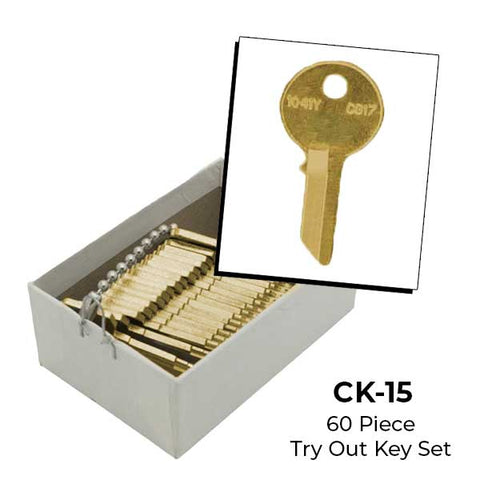 AeroLock - CK15 - Chicago File Cabinet Series - All Locks Try-Out Key Set - 1041Y - 60 Keys - UHS Hardware AeroLock - CK15 - Chicago File Cabinet Series - All Locks Try-Out Key Set - 1041Y - 60 Keys - UHS Hardware
