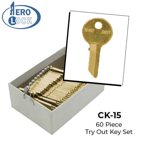 AeroLock - CK15 - Chicago File Cabinet Series - All Locks Try-Out Key Set - 1041Y - 60 Keys - UHS Hardware AeroLock - CK15 - Chicago File Cabinet Series - All Locks Try-Out Key Set - 1041Y - 60 Keys - UHS Hardware