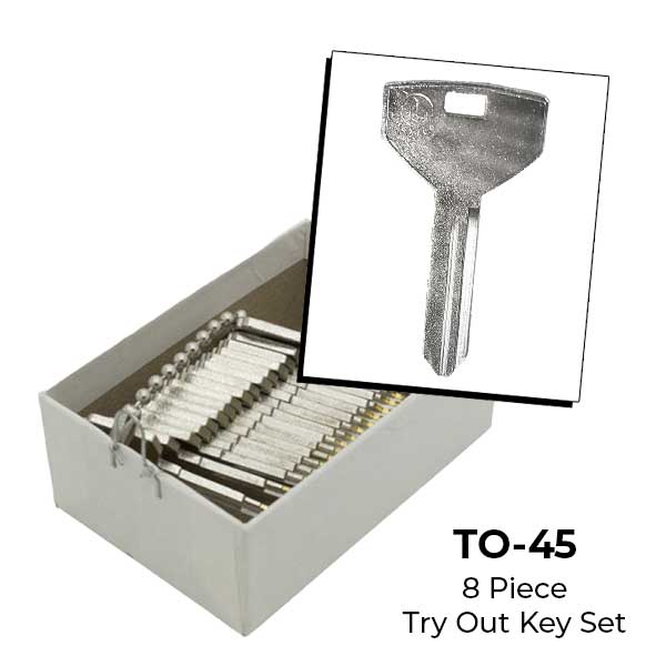 AeroLock - TO-45 - Chrysler 1988-1992 - Glove Box/Back Seat All Locks Try-Out Set - Y154 - 8 Keys - UHS Hardware AeroLock - TO-45 - Chrysler 1988-1992 - Glove Box/Back Seat All Locks Try-Out Set - Y154 - 8 Keys - UHS Hardware