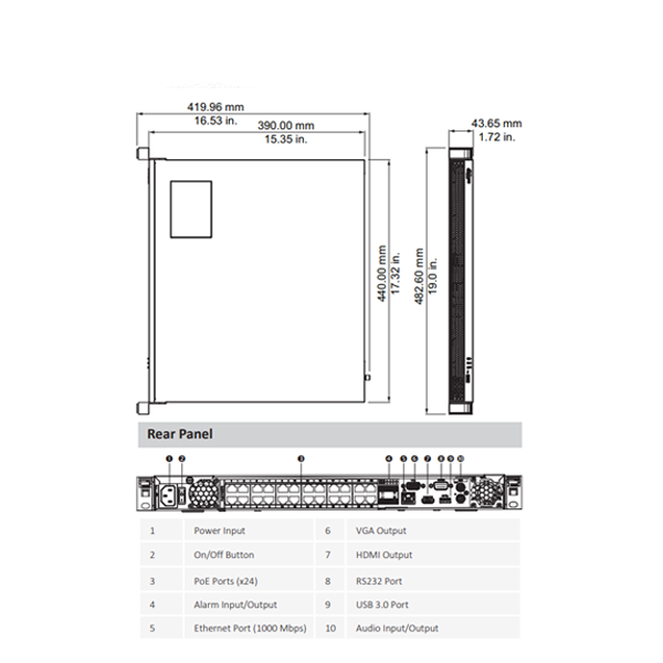 Dahua / 24 Channels / 4K / PoE NVR / 12MP / 2 SATA / 10TB HDD / N52A4P10 - UHS Hardware Dahua / 24 Channels / 4K / PoE NVR / 12MP / 2 SATA / 10TB HDD / N52A4P10 - UHS Hardware