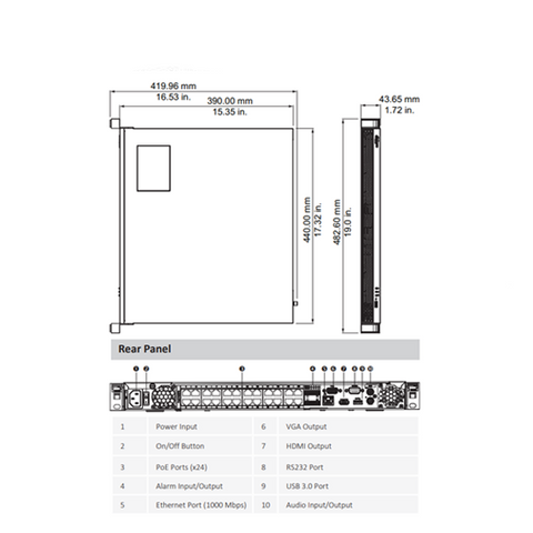 Dahua / 24 Channels / 4K / PoE NVR / 12MP / 2 SATA / 10TB HDD / N52A4P10 - UHS Hardware Dahua / 24 Channels / 4K / PoE NVR / 12MP / 2 SATA / 10TB HDD / N52A4P10 - UHS Hardware