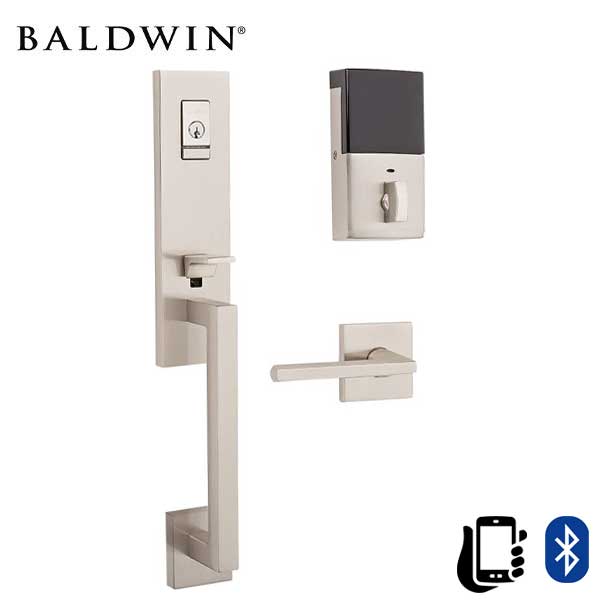 Baldwin Estate Evolved - 85391.BLENT - Minneapolis 3/4 Escutcheon Electronic Handleset - Singl Cyl - Bluetooth - 150 - Satin Nickel - Grade 2 - LH - UHS Hardware Baldwin Estate Evolved - 85391.BLENT - Minneapolis 3/4 Escutcheon Electronic Handleset - Singl Cyl - Bluetooth - 150 - Satin Nickel - Grade 2 - LH - UHS Hardware