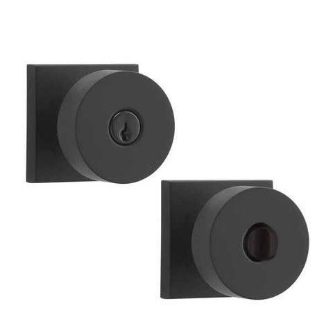 Baldwin Reserve - EN.CON.CSR - Contemporary Knob - Square Rose - 190 - Satin Black - Entrance - Grade 2 - UHS Hardware Baldwin Reserve - EN.CON.CSR - Contemporary Knob - Square Rose - 190 - Satin Black - Entrance - Grade 2 - UHS Hardware