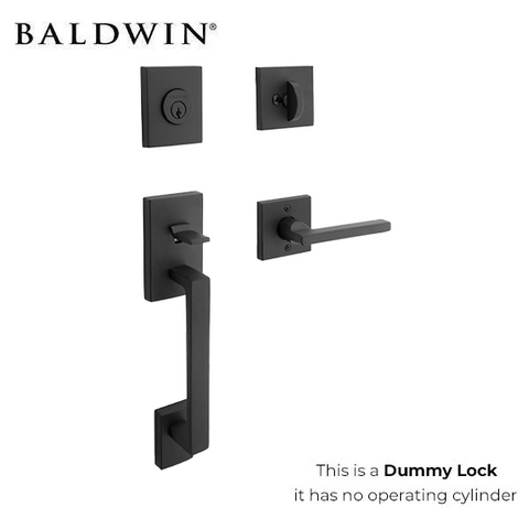 Baldwin Reserve - La Jolla Contemporary Lever Handleset - Full Dummy - Square Rose - 190 - Satin Black - Grade 2 - Optional Handing - UHS Hardware Baldwin Reserve - La Jolla Contemporary Lever Handleset - Full Dummy - Square Rose - 190 - Satin Black - Grade 2 - Optional Handing - UHS Hardware
