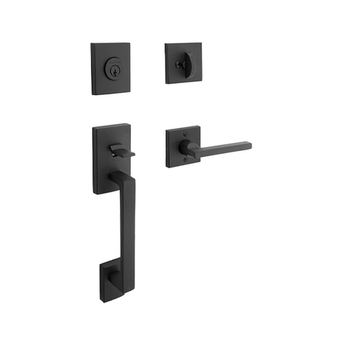 Baldwin Reserve - La Jolla Contemporary Lever Handleset - Full Dummy - Square Rose - 190 - Satin Black - Grade 2 - Optional Handing - UHS Hardware Baldwin Reserve - La Jolla Contemporary Lever Handleset - Full Dummy - Square Rose - 190 - Satin Black - Grade 2 - Optional Handing - UHS Hardware