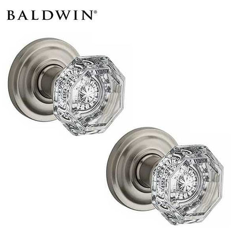 Baldwin Reserve - PS.CRY.TRR - Crystal Knob - Traditional Round Rose - 150 - Satin Nickel - Passage - Grade 2 - UHS Hardware Baldwin Reserve - PS.CRY.TRR - Crystal Knob - Traditional Round Rose - 150 - Satin Nickel - Passage - Grade 2 - UHS Hardware