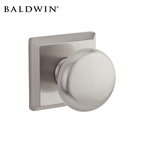 Baldwin Reserve - Round Passage Knob Set - Traditional Square Rose - Satin Nickel - Grade 2 - UHS Hardware Baldwin Reserve - Round Passage Knob Set - Traditional Square Rose - Satin Nickel - Grade 2 - UHS Hardware