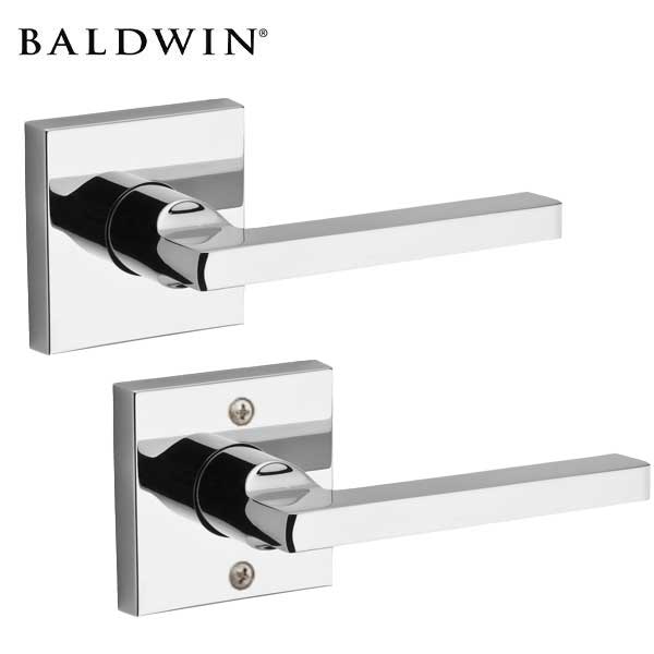 Baldwin Reserve - PS.SQU.CSR - Contemporary Square Lever - Square Rose - 260 - Polished Chrome - Passage - Grade 2 - LH - UHS Hardware Baldwin Reserve - PS.SQU.CSR - Contemporary Square Lever - Square Rose - 260 - Polished Chrome - Passage - Grade 2 - LH - UHS Hardware
