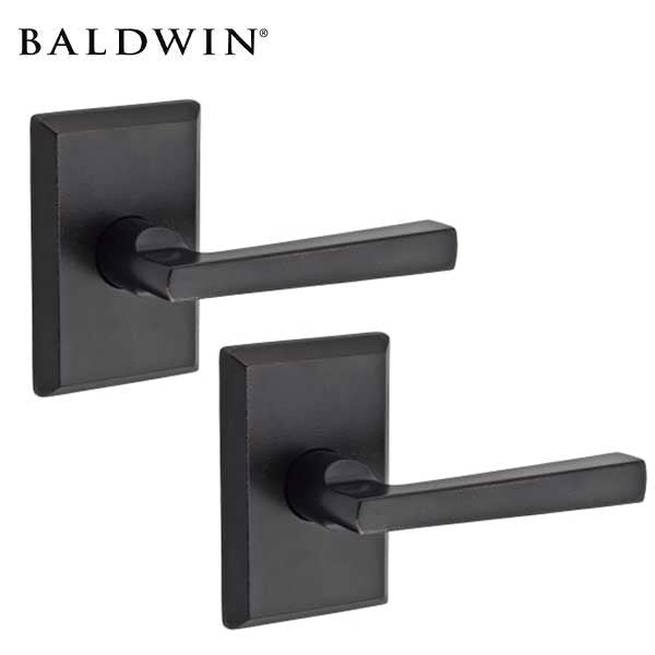 Baldwin Reserve - PS.TAP.RSR - Taper Lever - Rustic Square Rose - 481 - Dark Bronze - Passage - Grade 2 - RH - UHS Hardware Baldwin Reserve - PS.TAP.RSR - Taper Lever - Rustic Square Rose - 481 - Dark Bronze - Passage - Grade 2 - RH - UHS Hardware