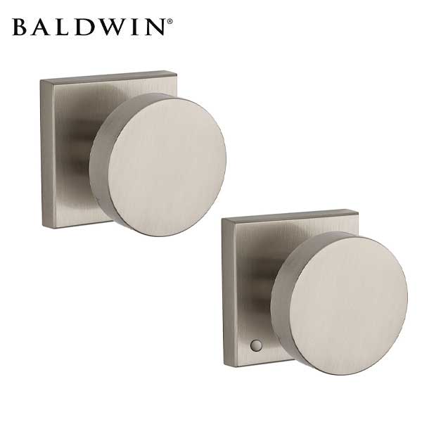 Baldwin Reserve - PV.CON.CSR - Contemporary Knob - Square Rose - 150 - Satin Nickel - Privacy - Grade 2 - UHS Hardware Baldwin Reserve - PV.CON.CSR - Contemporary Knob - Square Rose - 150 - Satin Nickel - Privacy - Grade 2 - UHS Hardware