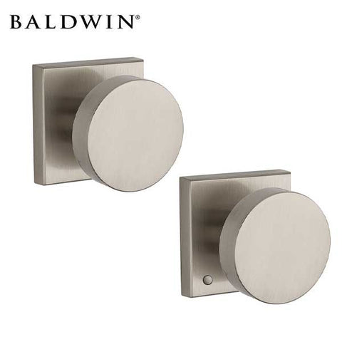 Baldwin Reserve - PV.CON.CSR - Contemporary Knob - Square Rose - 150 - Satin Nickel - Privacy - Grade 2 - UHS Hardware Baldwin Reserve - PV.CON.CSR - Contemporary Knob - Square Rose - 150 - Satin Nickel - Privacy - Grade 2 - UHS Hardware