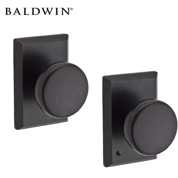 Baldwin Reserve - PV.RUS.RSR - Rustic Knob - Rustic Square Rose - 481 - Dark Bronze - Privacy - Grade 2 - UHS Hardware Baldwin Reserve - PV.RUS.RSR - Rustic Knob - Rustic Square Rose - 481 - Dark Bronze - Privacy - Grade 2 - UHS Hardware