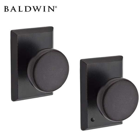 Baldwin Reserve - PV.RUS.RSR - Rustic Knob - Rustic Square Rose - 481 - Dark Bronze - Privacy - Grade 2 - UHS Hardware Baldwin Reserve - PV.RUS.RSR - Rustic Knob - Rustic Square Rose - 481 - Dark Bronze - Privacy - Grade 2 - UHS Hardware