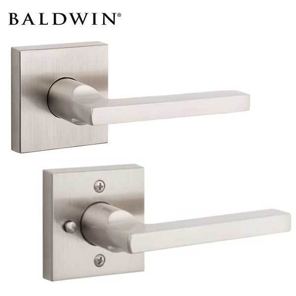 Baldwin Reserve - PV.SQU.CSR - Contemporary Square Lever - Square Rose - 150 - Satin Nickel - Privacy - Grade 2 - RH - UHS Hardware Baldwin Reserve - PV.SQU.CSR - Contemporary Square Lever - Square Rose - 150 - Satin Nickel - Privacy - Grade 2 - RH - UHS Hardware
