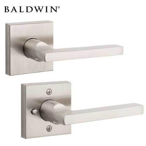 Baldwin Reserve - PV.SQU.CSR - Contemporary Square Lever - Square Rose - 150 - Satin Nickel - Privacy - Grade 2 - RH - UHS Hardware Baldwin Reserve - PV.SQU.CSR - Contemporary Square Lever - Square Rose - 150 - Satin Nickel - Privacy - Grade 2 - RH - UHS Hardware