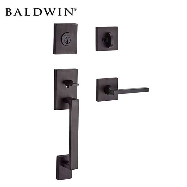 Baldwin Reserve - La Jolla Contemporary Lever Handleset - Singl Cyl - Contemporary Square Rose - 112 - Venetian Bronze - Grade 2 - RH - UHS Hardware Baldwin Reserve - La Jolla Contemporary Lever Handleset - Singl Cyl - Contemporary Square Rose - 112 - Venetian Bronze - Grade 2 - RH - UHS Hardware