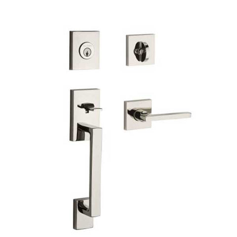 Baldwin Reserve - La Jolla Contemporary Lever Handleset - Singl Cyl - Contemporary Square Rose - 150 - Satin Nickel - Grade 2 - RH - UHS Hardware Baldwin Reserve - La Jolla Contemporary Lever Handleset - Singl Cyl - Contemporary Square Rose - 150 - Satin Nickel - Grade 2 - RH - UHS Hardware