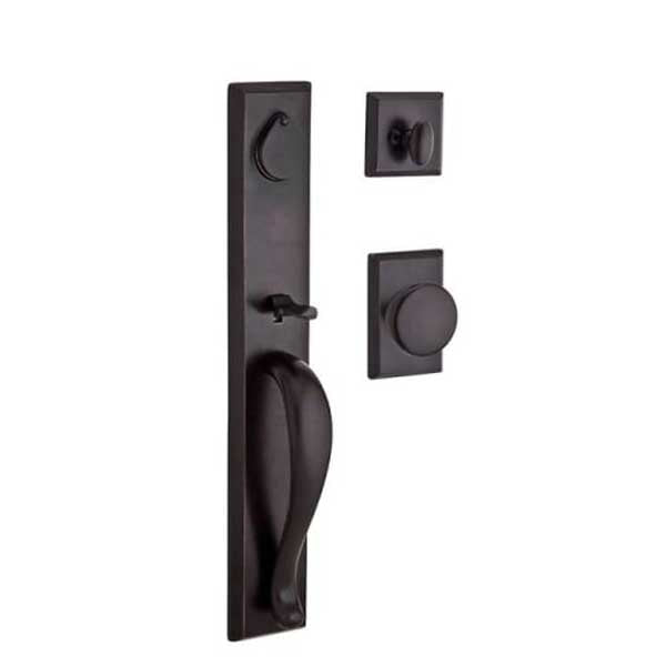 Baldwin Reserve - Longview Rustic Knob Handleset - Singl Cyl - Rustic Square Rose - 481 - Dark Bronze - Grade 2 - UHS Hardware Baldwin Reserve - Longview Rustic Knob Handleset - Singl Cyl - Rustic Square Rose - 481 - Dark Bronze - Grade 2 - UHS Hardware