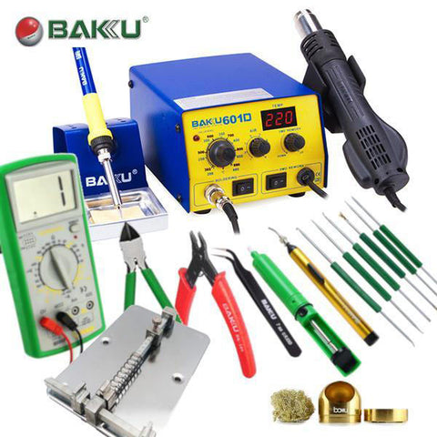 Complete Soldering Kit / 2 in 1 Hot Air Rework Station w/ Multimeter & Tools - UHS Hardware Complete Soldering Kit / 2 in 1 Hot Air Rework Station w/ Multimeter & Tools - UHS Hardware