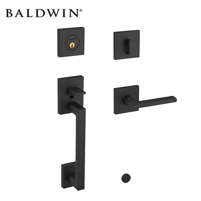Baldwin Estate - 85390 - Minneapolis Sectional Handleset - Lakeshore Lever - Single Cylinder - 190 - Satin Black - Grade 2 - Left Handed - UHS Hardware Baldwin Estate - 85390 - Minneapolis Sectional Handleset - Lakeshore Lever - Single Cylinder - 190 - Satin Black - Grade 2 - Left Handed - UHS Hardware