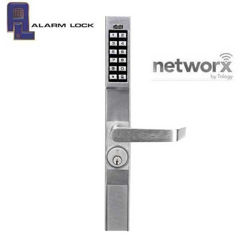 Alarm Lock Trilogy - DL1300NW - Narrow-Stile Digital Keypad Lever Lock - Networx - Wireless Access - 26D - Satin Chrome - Grade 1 - UHS Hardware Alarm Lock Trilogy - DL1300NW - Narrow-Stile Digital Keypad Lever Lock - Networx - Wireless Access - 26D - Satin Chrome - Grade 1 - UHS Hardware