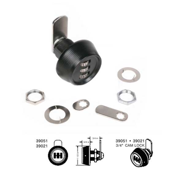CCL - 390 Series- 3 Dial Sesamee Combination Cam Lock - 3/4" - Black - UHS Hardware CCL - 390 Series- 3 Dial Sesamee Combination Cam Lock - 3/4" - Black - UHS Hardware