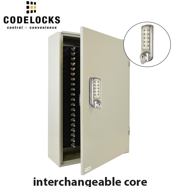 CodeLocks - Key Control Hook Key Control Cabinet w/ CL2255 - Brushed Steel - Electronic Lock - Tubular Mortise Latch - Optional Lock Prep - Optional Size - UHS Hardware